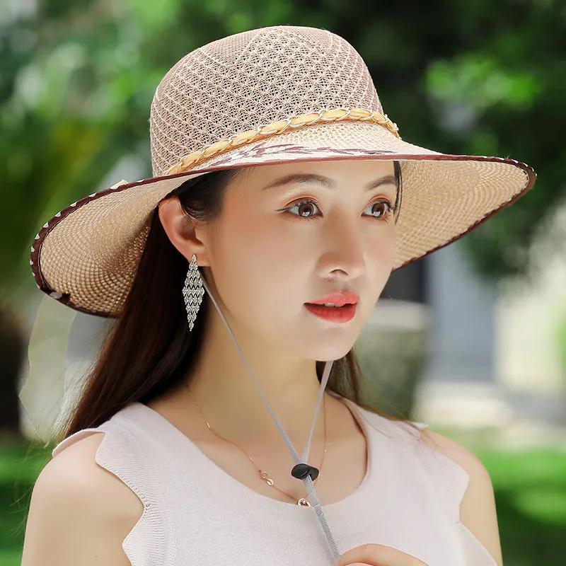 WTEMPO Однотонные женские весенне-летние широкополые шляпы от солнца, универсальные, дышащие, складные, пляжные солнцезащитные шляпы