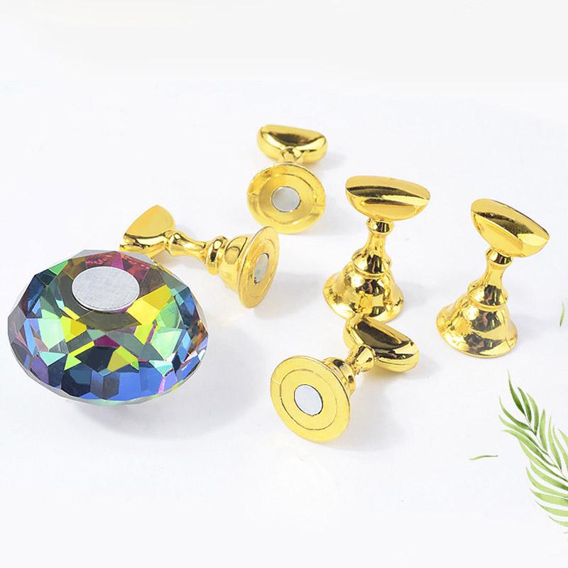 1Set Magnetic Nail Holder Practice Training Display Stand Acrylic Crystal Holders Alloy False Nail Tip Salon DIY Manicure Tools