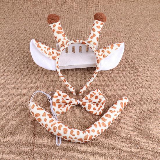 Костюм животного с ушками, повязкой на голову, хвостом, галстуком-бабочкой, набор для малышей и детей, регулируемый плюшевый костюм животного для Хэллоуина, косплей-представление