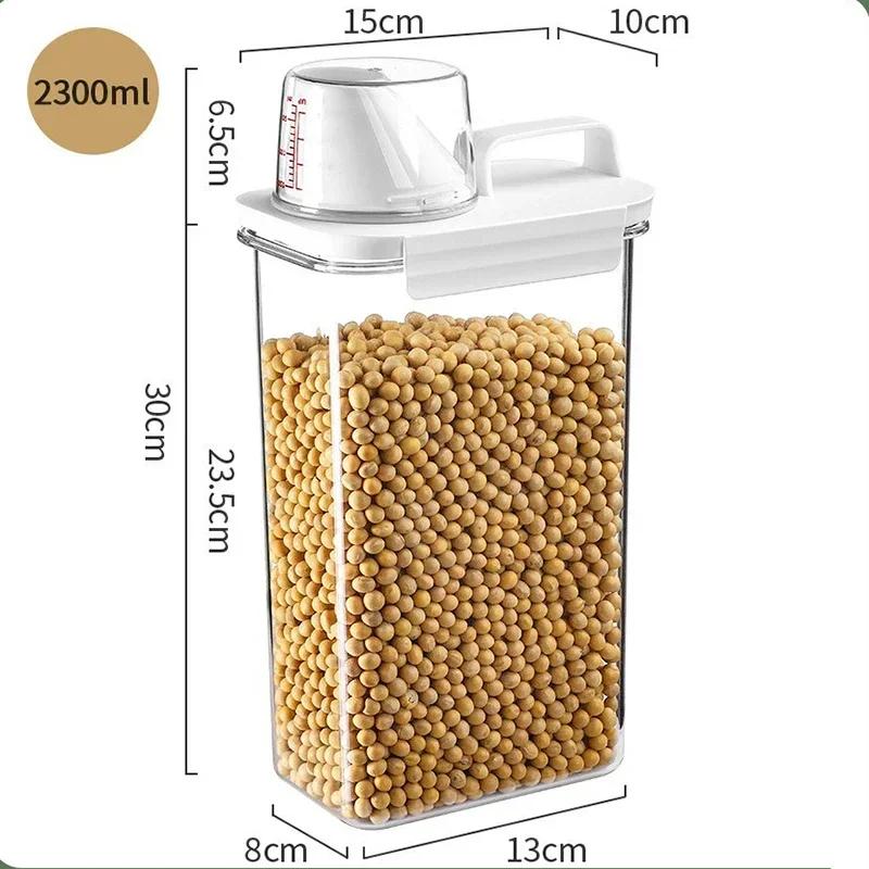 Storage Jars for Laundry Detergent Powder Kitchen Plastic Airtight Food Storage Containers with Measuring Cup Grain Storage Box