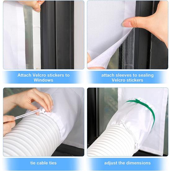 Window Vent Kit with Fastening Strap Effectively Prevent Wind No Gaps Durable Casement Crank Window AC Unit Window Seal Office Supplies