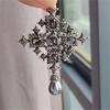New Baroque Cross Rhinestone Brooch Female Temperament Coat Pin Corsage Shirt Collar Pin Versatile Accessories