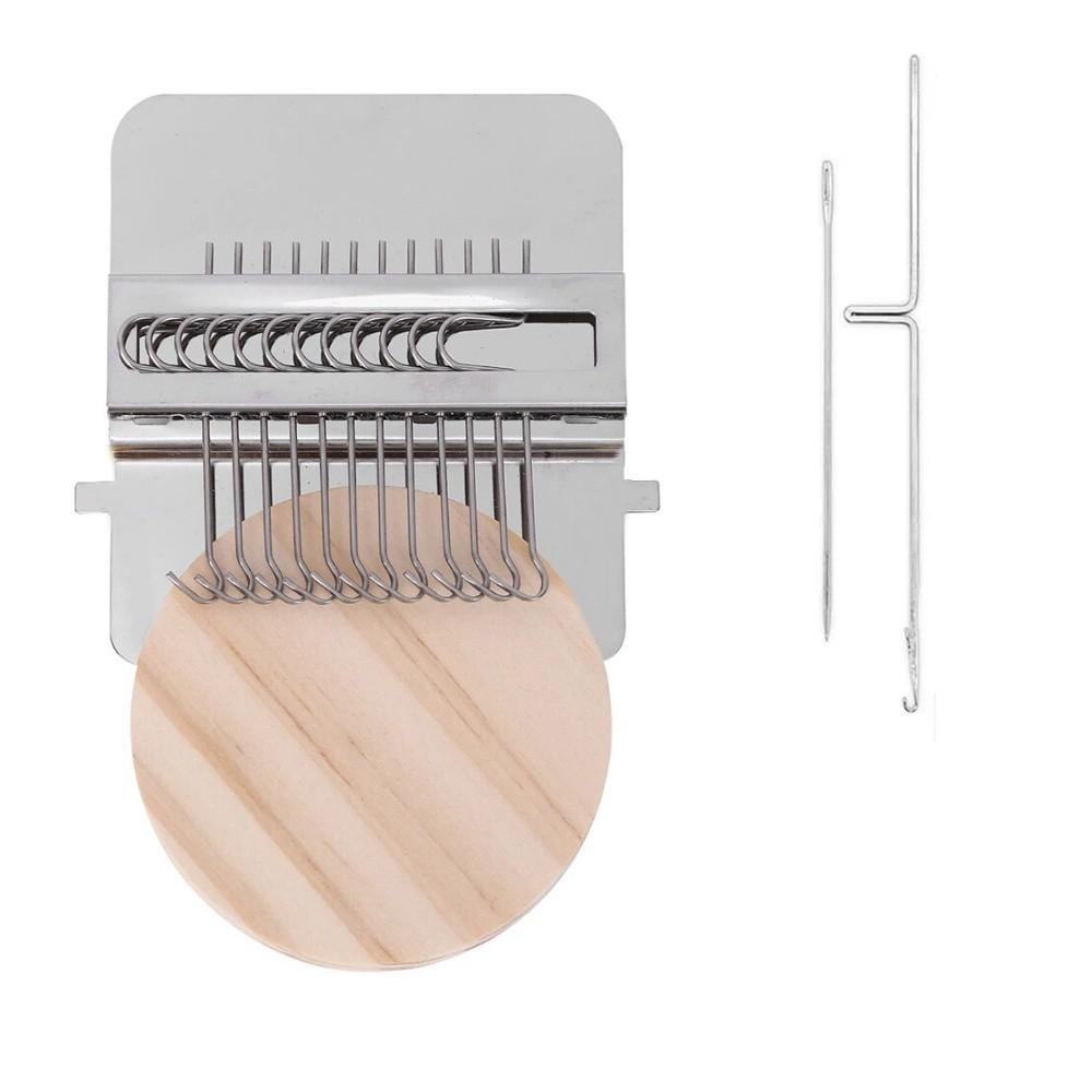 Деревянная рама Мини-ткацкий станок Металлический инструмент Мини-размер Вязальная машина DIY Рукоделие 12/14 крючков Маленький ткацкий станок Латание носков