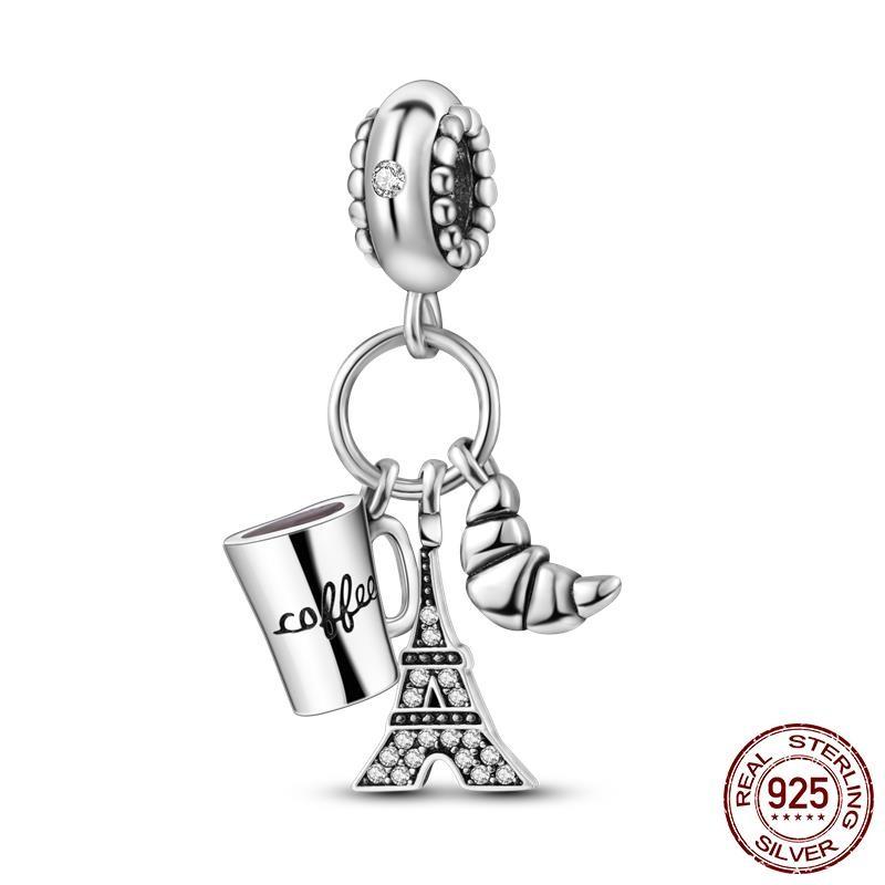 Plata Copper Travel Dangle Charms Eiffel Tower Beads Fit Mula Originales Charms Bracelet Copper Jewelry Diy Choice