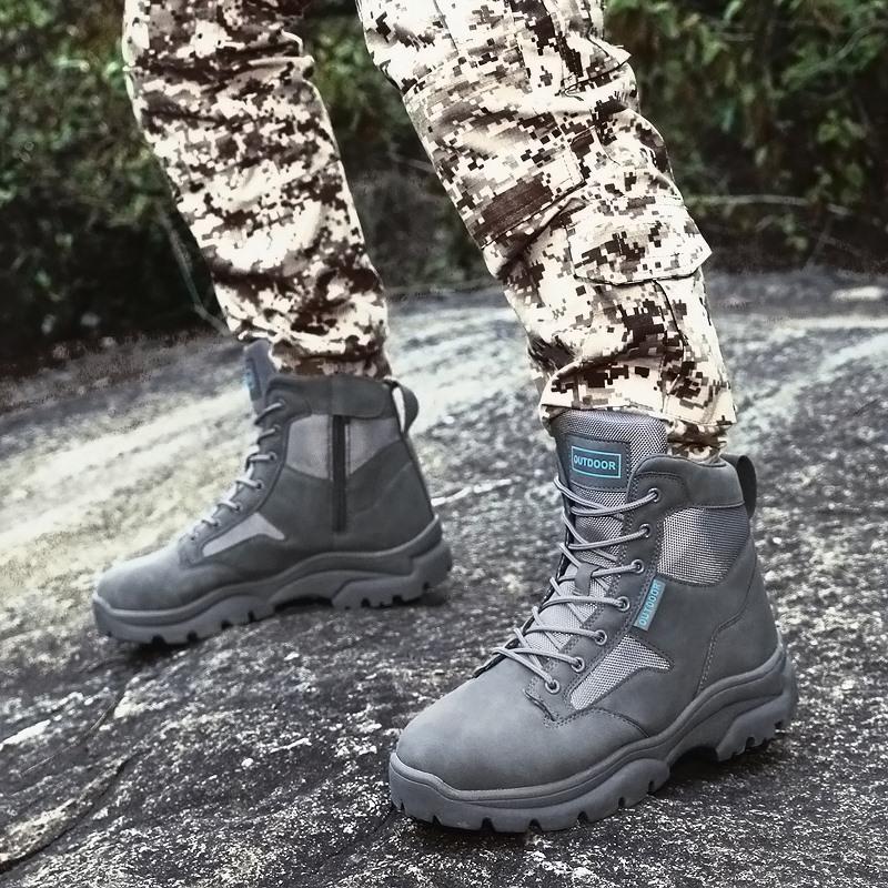 Men's High-top Hiking Boots Outdoor Shoes Military Boots Rubber Sole Large Size39-46