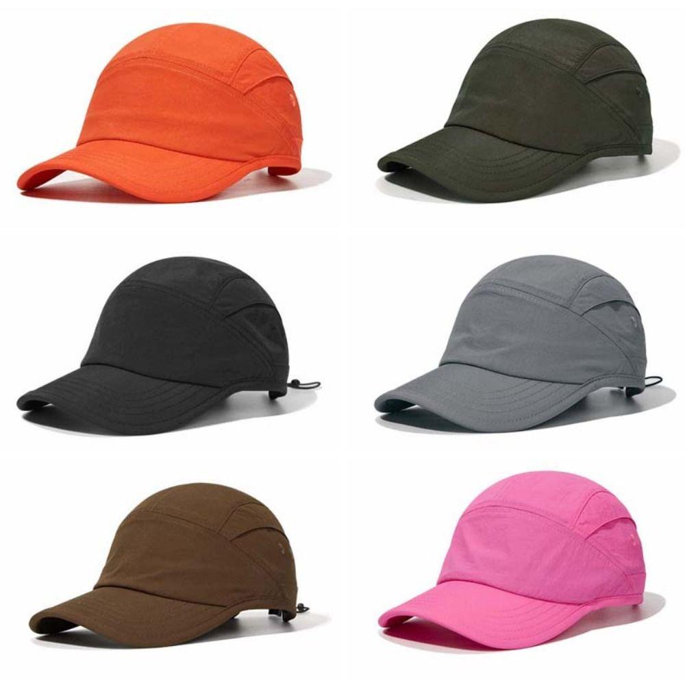 Breathable Baseball Cap Drawstring Elastic Quick-dry Hat Spring Summer 5-Panel Cap Snap Back