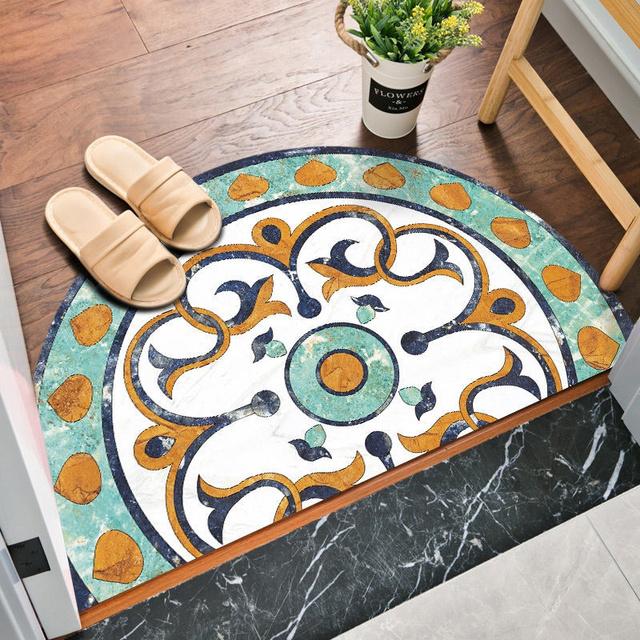 Semicircular Bohemia Rug Entrance Doormat Decorations Non -Slip Living Room Carpet Soft Absorbent Washable Floor Mat Bath Mats