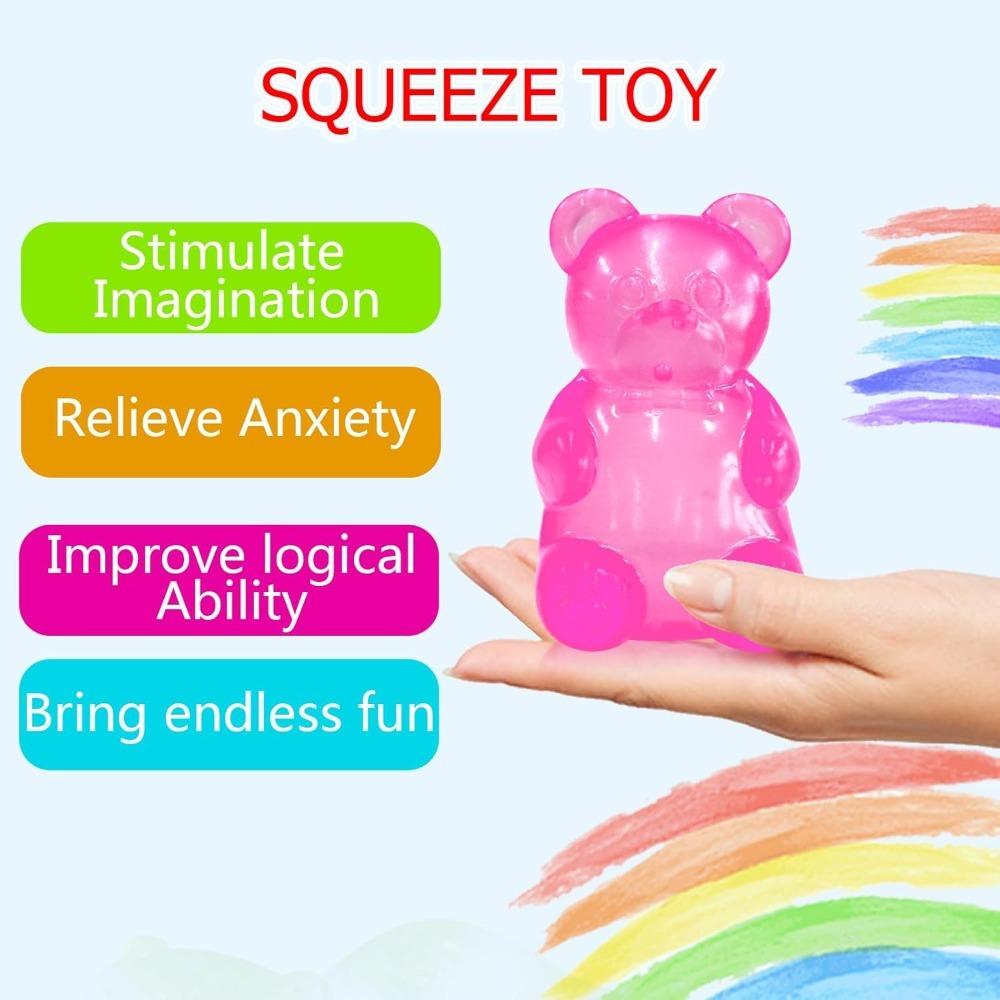 Squishy Gummy Bear Squeeze Toy - Stress Relief Fidget Sensory Toys, Soft Slow-Rebound Squishies for Anxiety, Hand Therapy