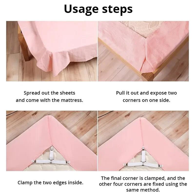 Home Elastic Straps Adjustable Clips 4Pcs/lot Bed Sheet Fasteners Holder Gadgets for Bed Sheet Organizer Mattress Cover Clip