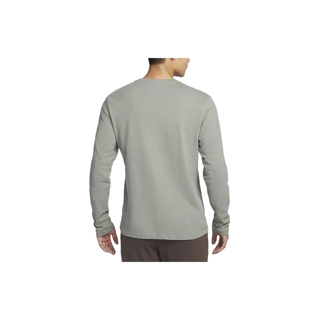 Nike Футболка Dri-FIT с круглым вырезом и принтом букв, быстросохнущая, повседневная, с длинным рукавом, в американском стиле, цвет темно-грязно-серый FN0828-053