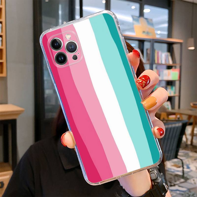 Красочный чехол-полоска радуги для iPhone 14 13 12 11 Pro Max XS X XR SE 2020 6 7 8 Plus Mini Прозрачный корпус