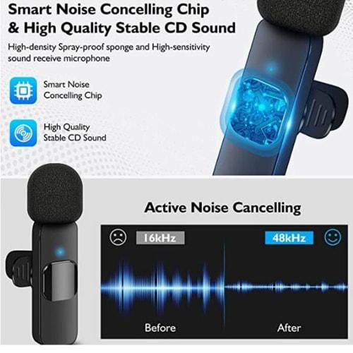 Wireless Lavalier 3.5mm Lapel Microphone with Intelligent Noise Cancellation, Professional Video Recording Lav Mic for YouTubers, Interviews, Vlogs, P
