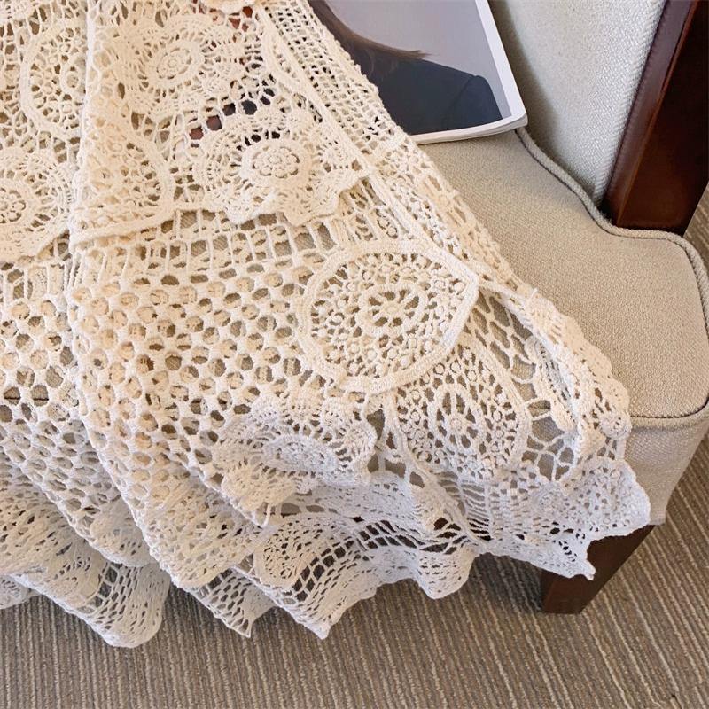 Dimanaf 2025 New Summer Women Long Knitted Dress Asymmetry Sleeve Basic Fashion Lace Dresses Casual Loose