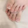 24Pcs/Set Quick Nails Simple White Edge French Toenails False Nials Sticker Wearable Waterproof Manicure Finished Nails