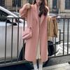 Женское пальто, двубортное стильное теплое пальто с лацканами средней длины, зимнее пальто с двойными карманами, женские аксессуары