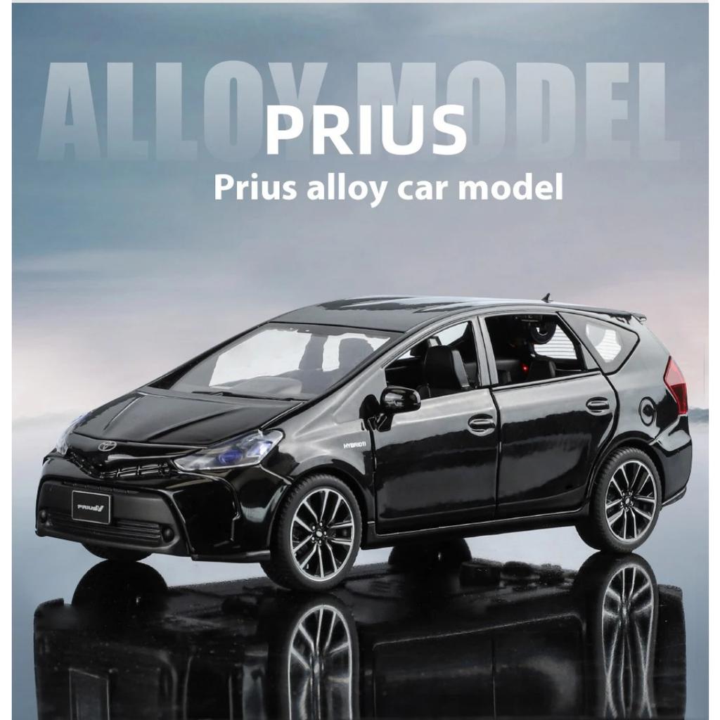 1/32 Scale TOYOTA PRIUS Alloy Car Toy Diecast Model Sound & Light Pull Back Toy Car Center Console Decorative Ornaments Gift for Kid