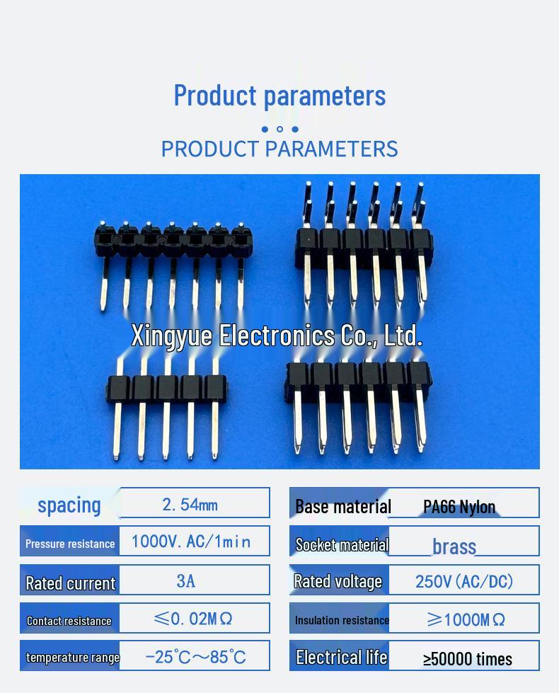 2.54mm Pitch Single/Double Row Dupont Series Pin Header Connector
