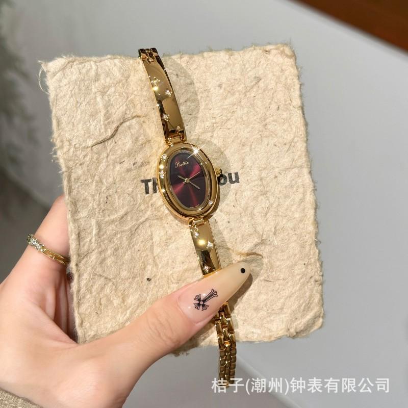 Elegant Womens Alloy Watch With Crystal Dial Oval Face 24mm Minimalist Luxury Bracelet Style 30M Water Resistant