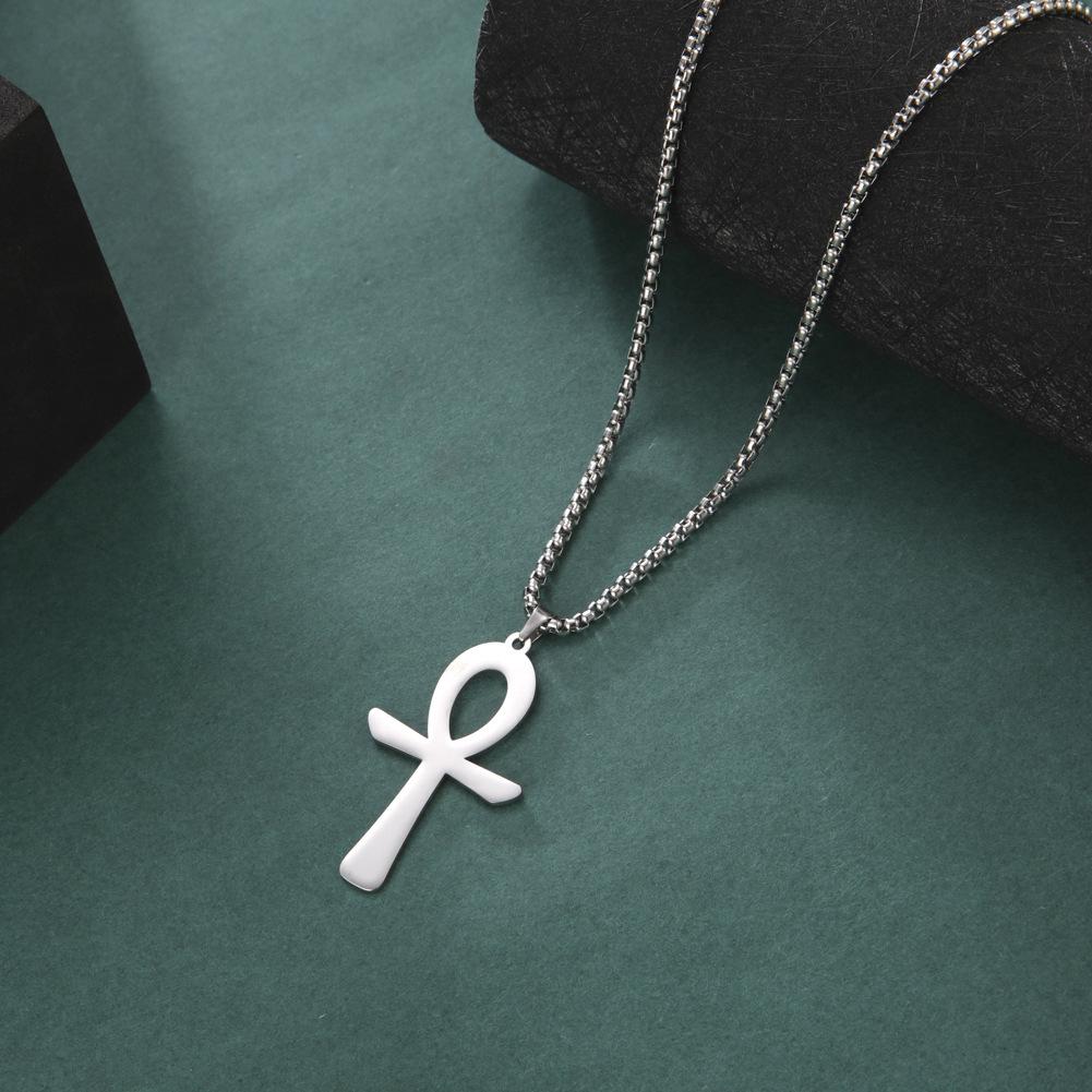 Ancient Pendant Egyptian Ankh Cross Necklace For Men Women Chain Stainless Steel Jewelry Accessories Gifts Collar Hombre