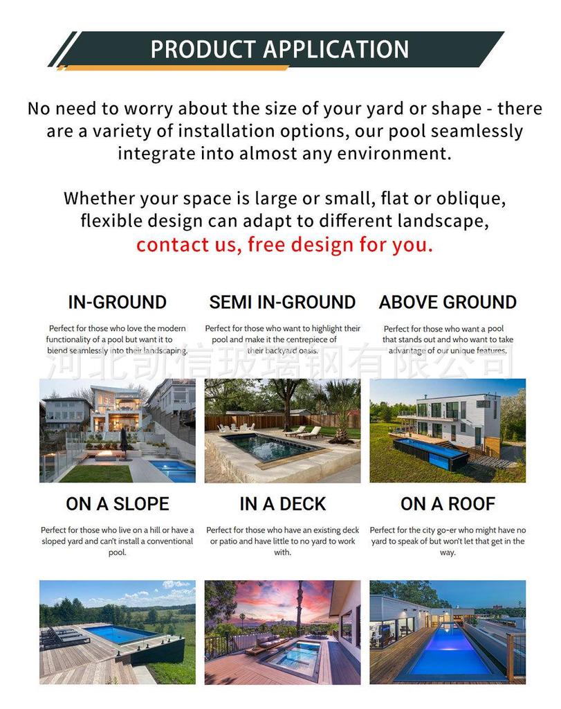 Villa Homestay Outdoor Fiberglass Container Swimming Pool with Constant Temperature Control
