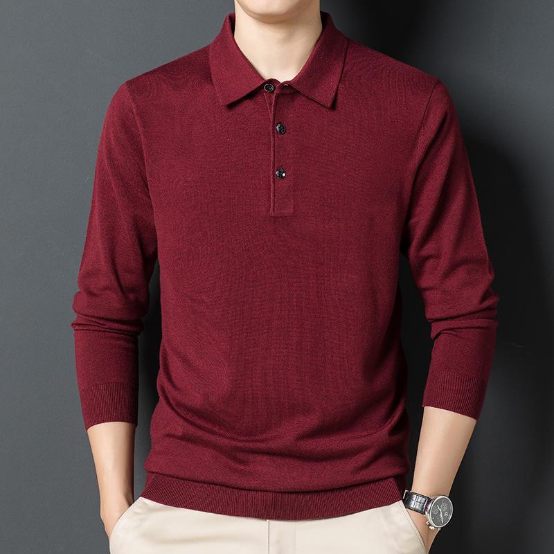 Весенний новый мужской свитер с длинными рукавами, повседневный мужской однотонный свитер с лацканами в корейском стиле для мужчин