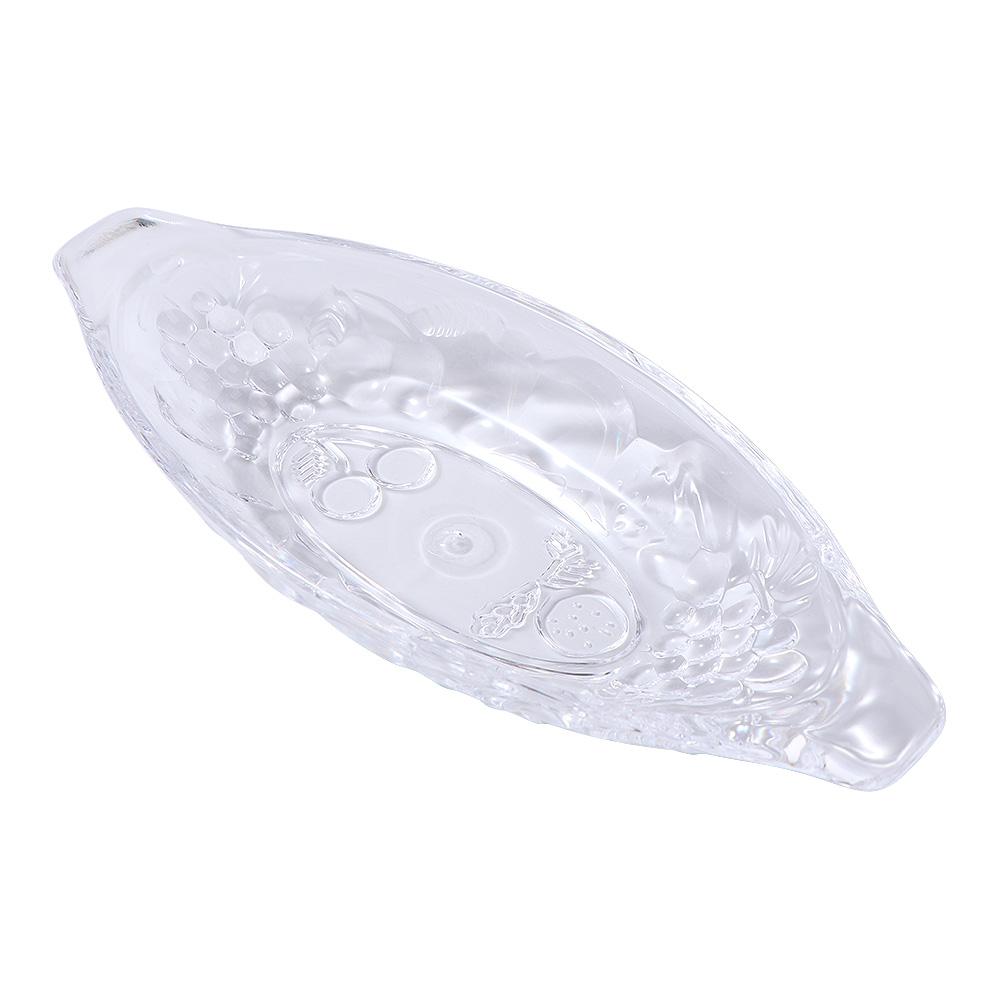 2pcs Acrylic Dessert Plate Transparent Snack Tray Tableware Boat Shaped Ice Cream Bowl KTV