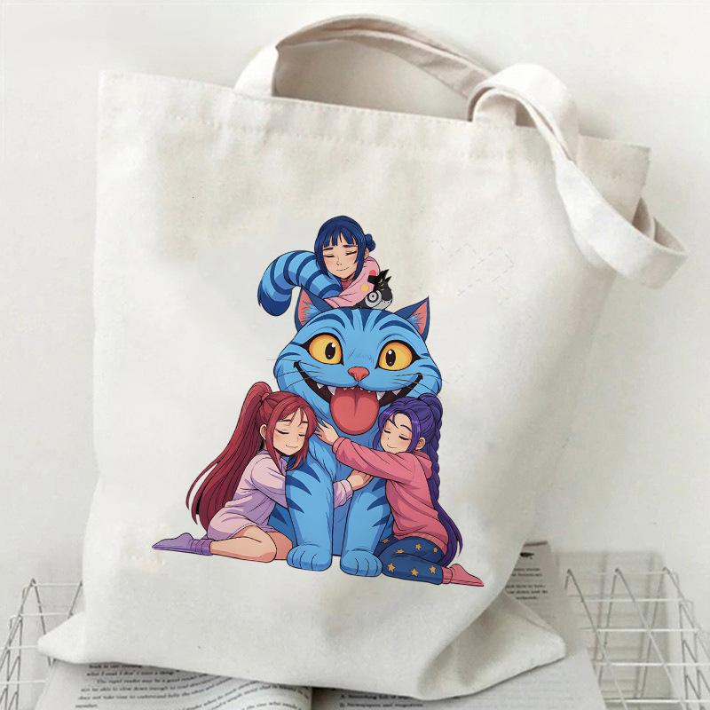 Сумка-шоппер из парусины с принтом KPOP Demon Hunter Group, студенческая, на каждый день, трендовая