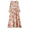 Women's Printing Long Sleeve Dresses Fashion Elegant Long Dress Loose Round Neck Beach Resort Style Casual Dresses