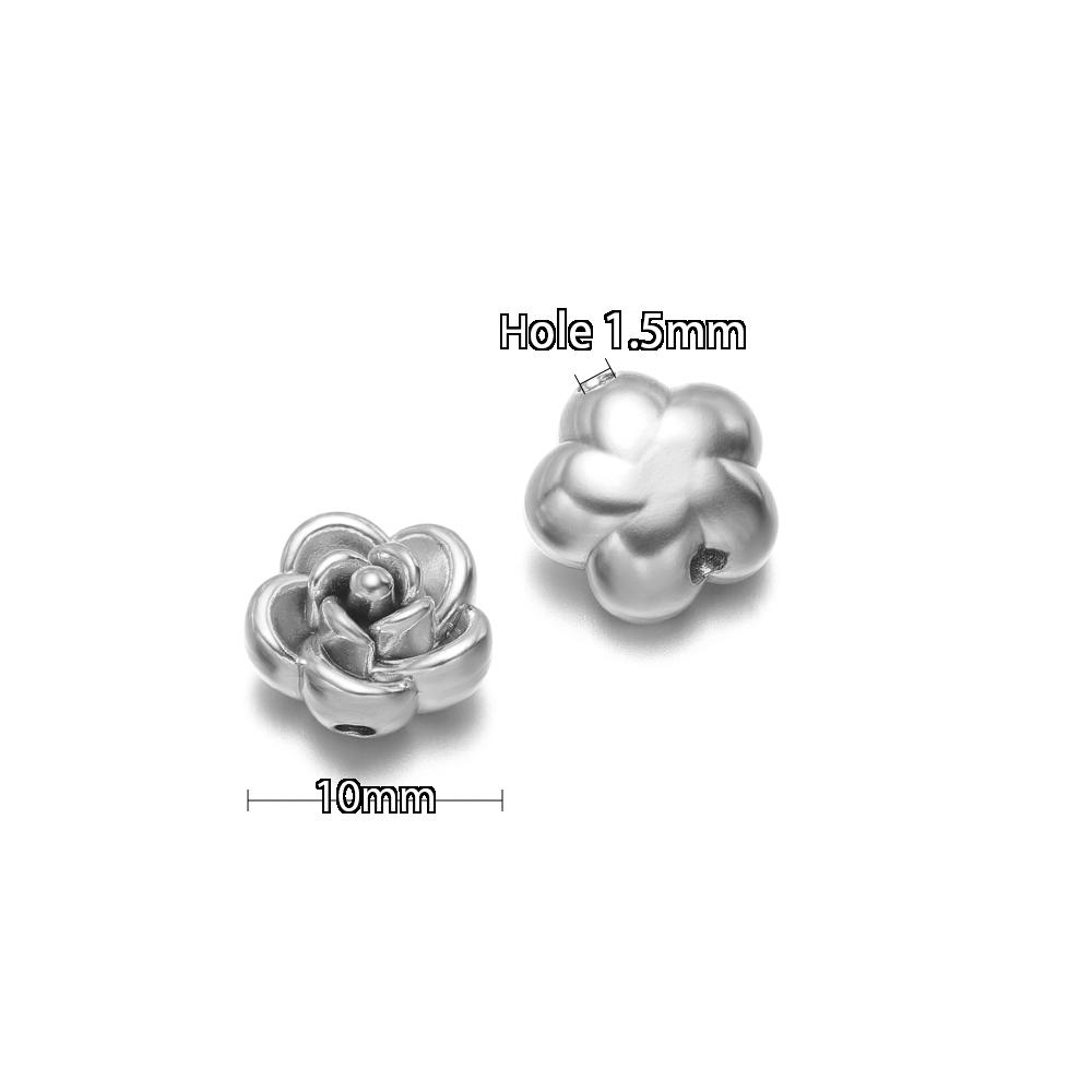 10pcs Stainless Steel Gold Beads Rose Flower Charms for DIY Jewelry Girls Women Pendant Necklace Bracelet Anklet Earrings Making