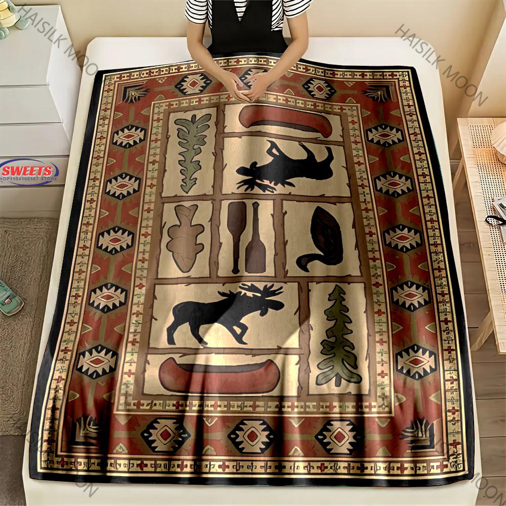 American Country Animal Print Blanket Warm Soft and Comfortable Home Travel Blanket Sofa Bedding Cover Blankets Gift for Friends