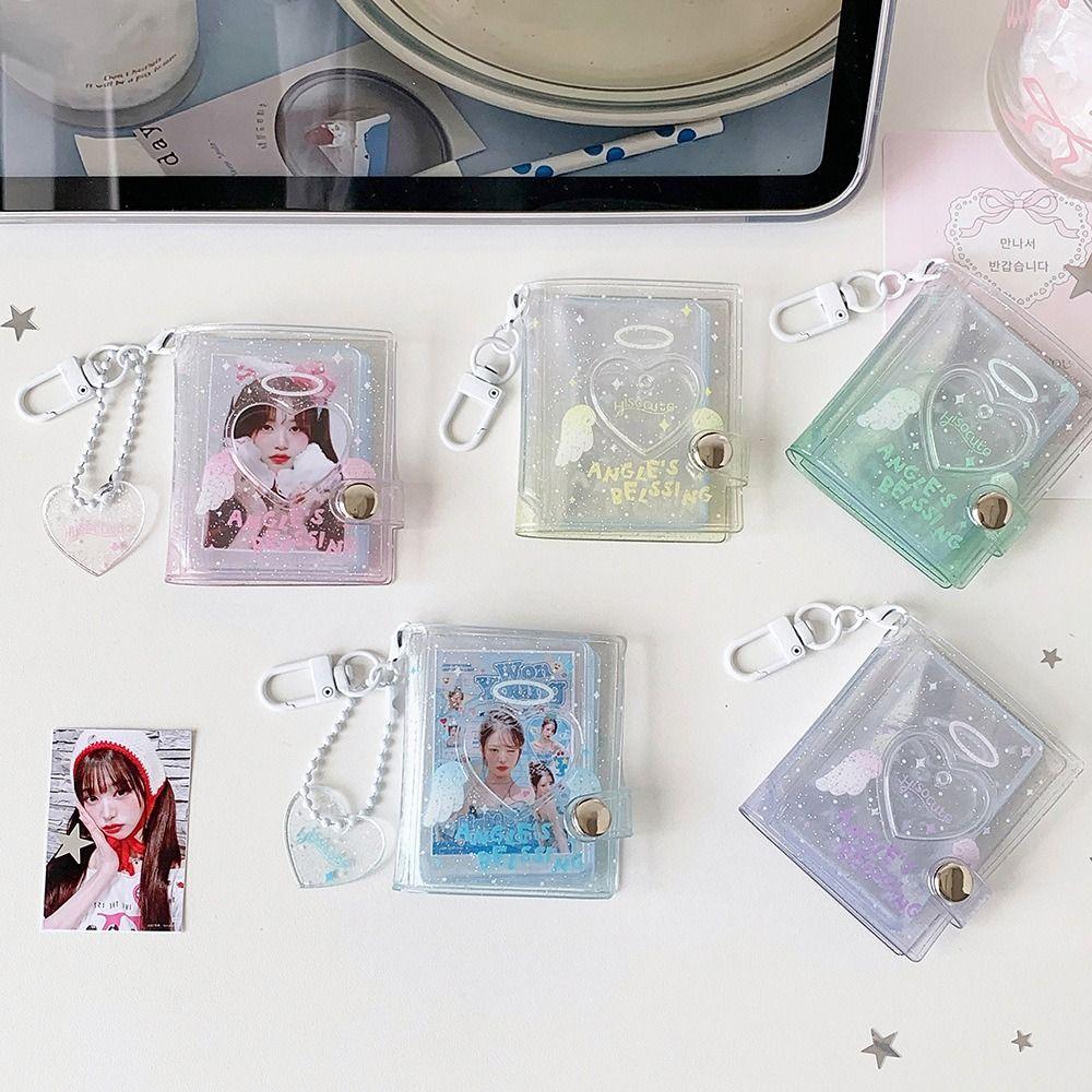 32 Clear Pockets Mini Photo Album Shining Star Keychain Kpop Card Binder Cute Photo Storage Album