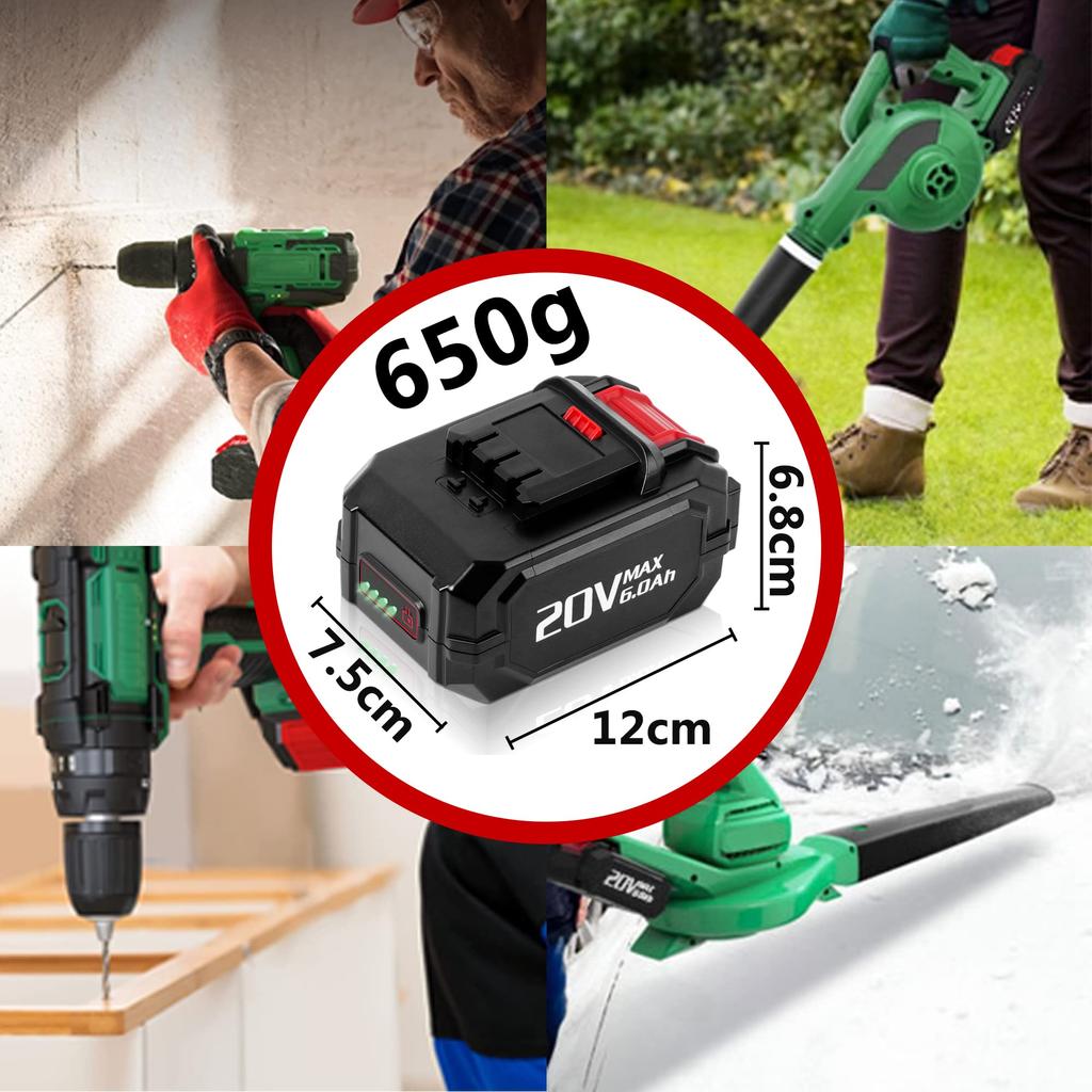 Совместимый с POWITEC 20 В K16811 набор из 2 предметов Совместим с серией 6.0 Ач QM-20V/VOL-20V