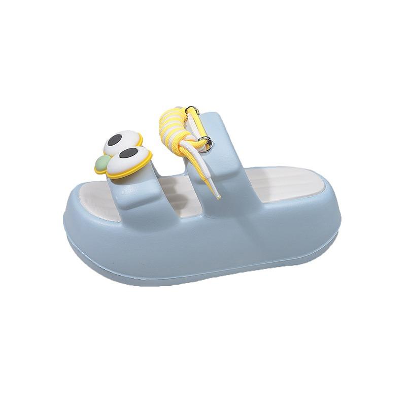 Thick-soled Seaside EA Beach Shoes Summer Wear Fun Funny Cute Big Eyes Double with Cool Slippers Women