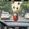 Милая статуэтка Марии Девы для интерьера автомобиля, маленький брелок-оберег из смолы на зеркало заднего вида автомобиля с вязаной текстурой, религиозный подарок для семьи и друзей