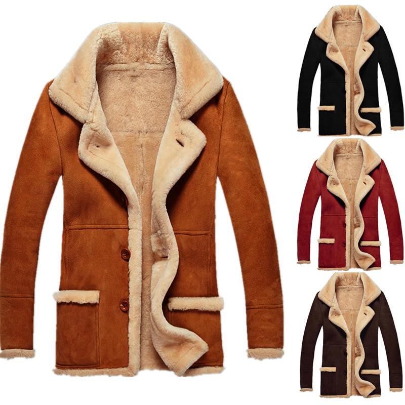 Autumn/winter Fur Integrated Padded Jacket Faux Leather Men's Coat Jacket