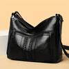 Women's Large Capacity Soft PU Leather Shoulder Bag With Multiple Zipper Compartments, Simple Crossbody Casual Purse