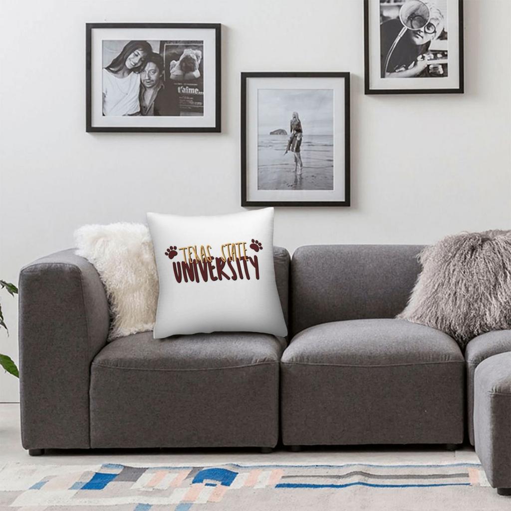 Texas State University Pillowcase Polyester Linen Velvet Creative Zip Decorative Throw Pillow Case Sofa Cushion Cover