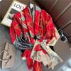 Women Colorful Geometric Elegant Chiffon  Scarf Summer Beach Silk Feeling Travel Sun Protection Thin EMA