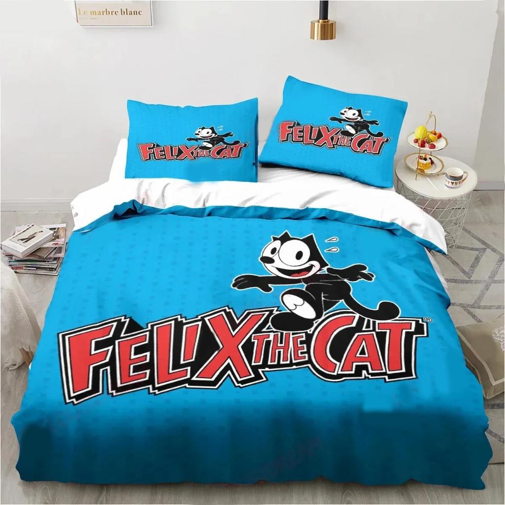 Cute Cartoon Bedding Set F-Felix Cat,Duvet Cover Comforter Bed Set Quilt Cover Pillowcase,King Queen Twin Size Boys Girls Adults
