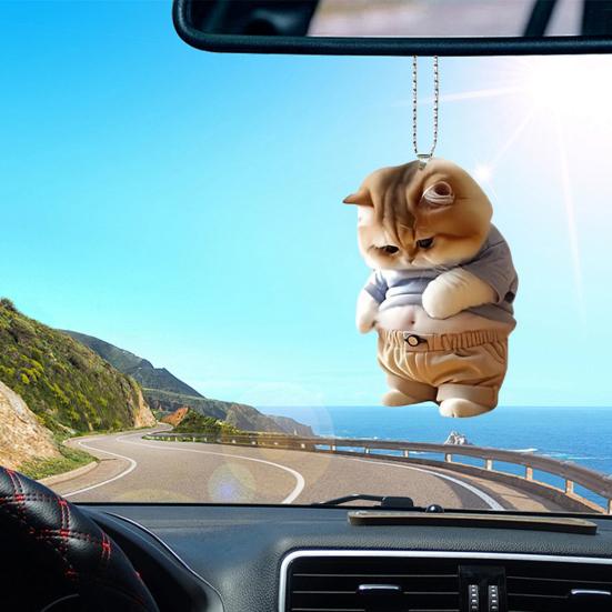 Автомобильный кулон Fat Belly Cat Car Подвеска Украшение Легкий Акриловый Подвесной Декор