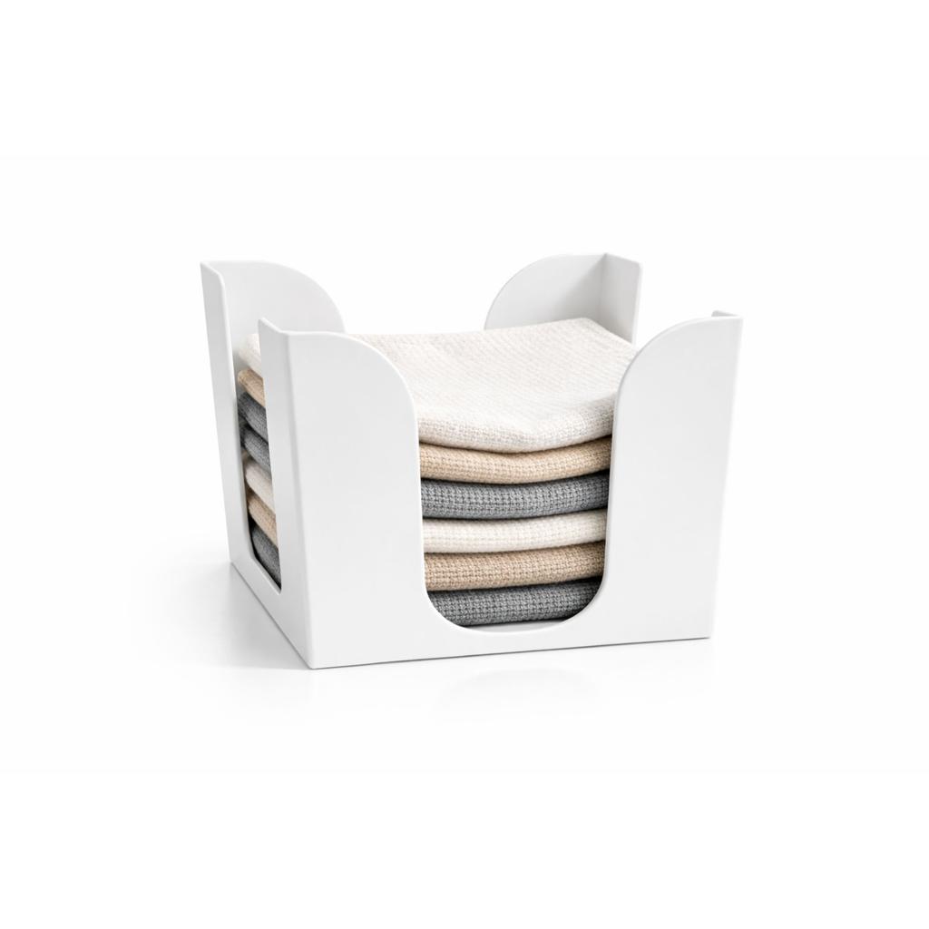 White kitchen towel and cloth rack, countertop organizer