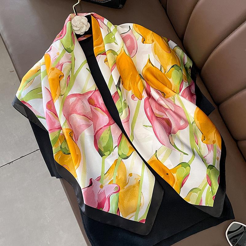 Классический шелковый шарф Женский модный квадратный шелковый шарф