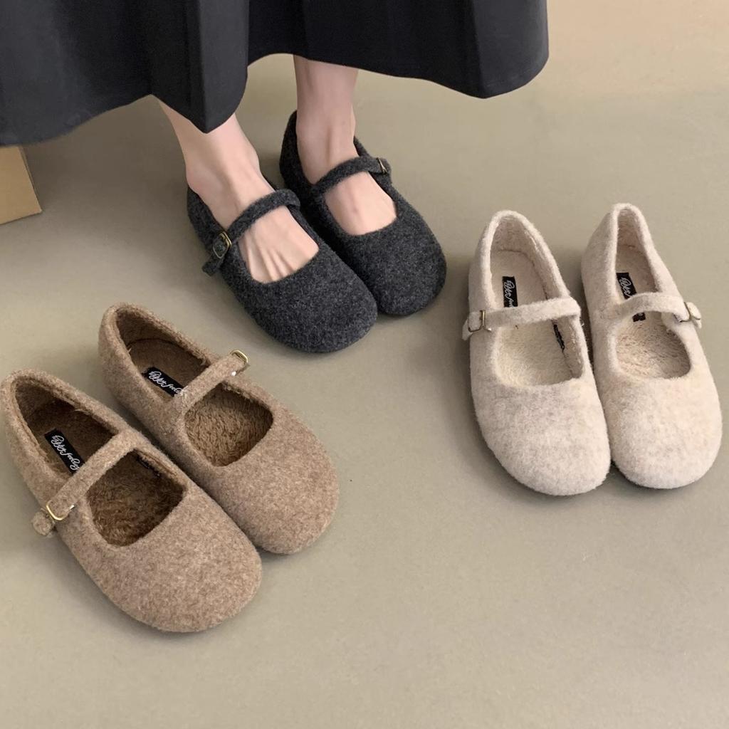 Fashion 2024 Fashion Woman Casual Shallow Winter Warm Plush Loafers Women Baotou Comfortable Design Flats Sneakers Zapatos De Mujer