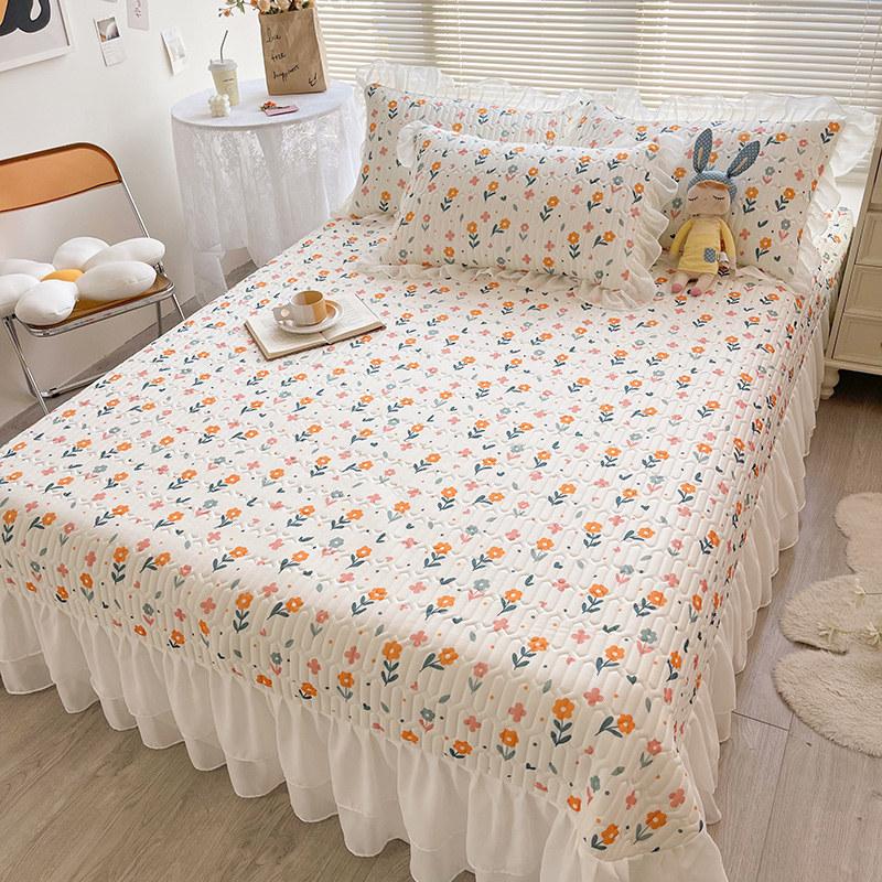 Комплект покрывал для кровати, летняя королева, крутая латексная простыня, нескользящий коврик с оборками, спальный коврик с двойным принтом, покрывало на кровать с 2 наволочками