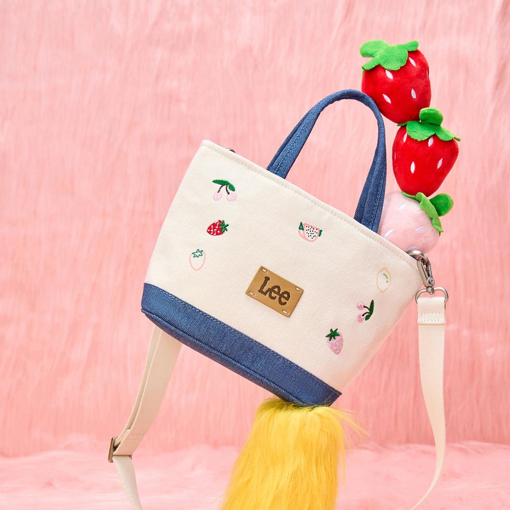 New Lee PU Tote Bag, Shopping Bag, Handbag Women's Beige & Blue LE250205M-539