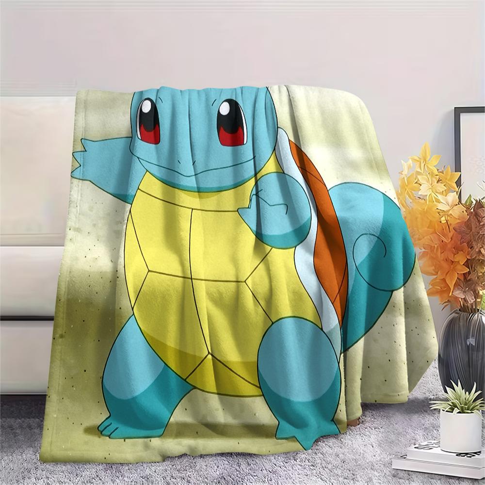 Squirtle pattern Flannel Blanket, High quality Comfortable for All Seasons, Home Decor, Warmth and Comfort, Perfect for Gifts.