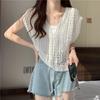 Hollowed-out Crocheted Waistcoat Vest for Women Design-sense Sleeveless Top V-neck Pullover Cover Shirt Outerwear In Summer
