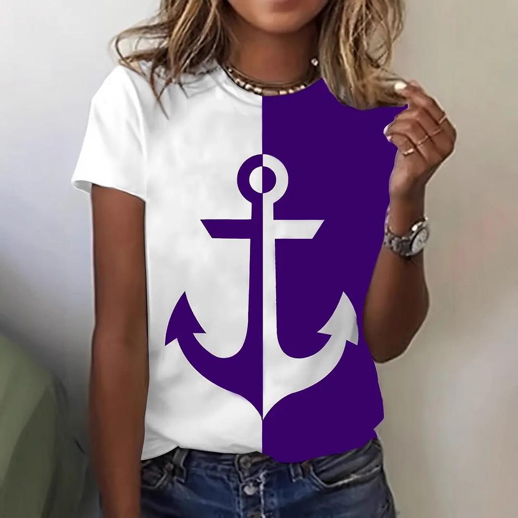 Летний топ с круглым вырезом и принтом 3D Barb, модные повседневные футболки с короткими рукавами для женщин