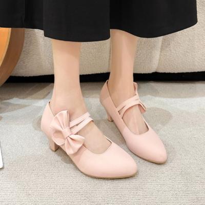 2024 корейская мода остроносые женские туфли на высоком каблуке элегантные банты свадебные туфли для невесты удобные толстые каблуки женские формальные туфли