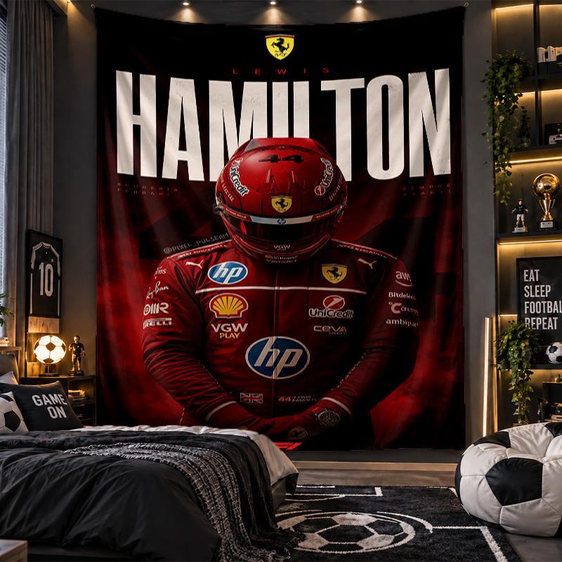 Wall Hanging Tapestry Lewis Hamilton Print Cloth for Living Room Bedroom Home Decor